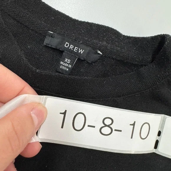 Anthropologie DREW Top Womens X Small Black Ruffle Pocket Short Sleeve T‎ Shirt - Picture 4 of 8